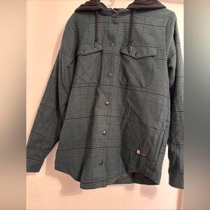 Plaid Button-Up Jacket with Hood